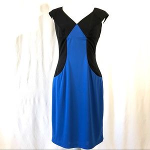 Adrianna Papell Blue and Black Colorblock Dress